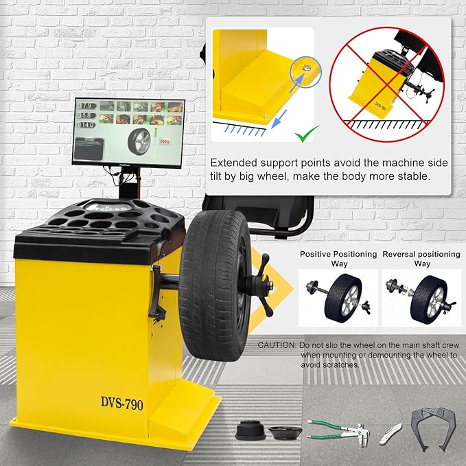 24'' Rim 1.5HP Tire Changer and 10''-24'' Rim Tire Balancer Combo and 3HP Oil-Free Air Compressor for Tire Repair and Wheel Balancing Garage Shop Equipment w/ 1 Year Full Warranty