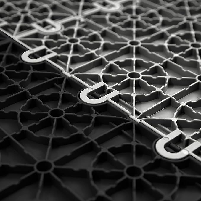 FlooringInc's Nitro 12"x12" Snap-Together Garage Flooring Tiles, Non-Slip Interlocking Plastic Garage Floor Mat, Garage Organization & Garage Storage, Diamond Pattern, Black, 52 Tiles, 52 Sq/Ft