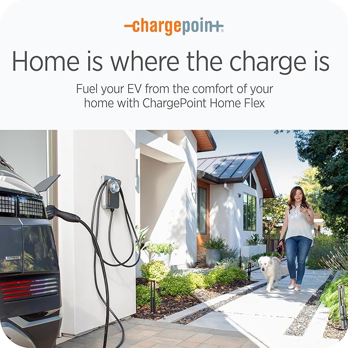 ChargePoint HomeFlex Level 2 EV Charger J1772 - Fast Smart Battery Power Charging at Home for Electric Automobile Vehicles - NEMA 6-50 Plug for Electric Car