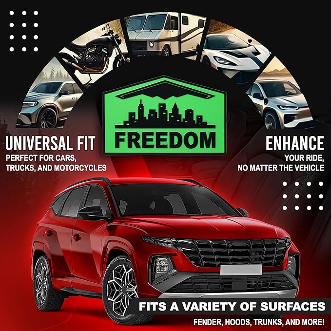 Freedom Emblem, Custom Metal Alloy B-2 Stealth Badge, Exterior Automotive Accessories, Universal Fit for Car, Truck, SUV (Green)