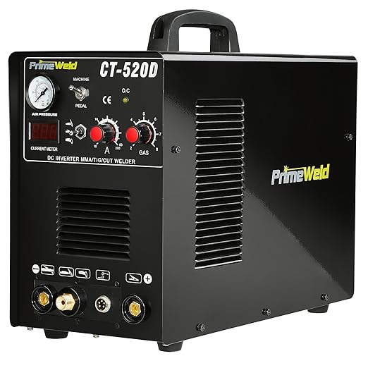 PrimeWeld 3-in-1 50 Amp Plasma Cutter, 200 Amp TIG Welder and 200 Amp Stick Welder - Welding and Cutting Combo, Mobile Welding Machine, Portable Plasma Cutter, Multipurpose Welder and Cutter, CT-520D