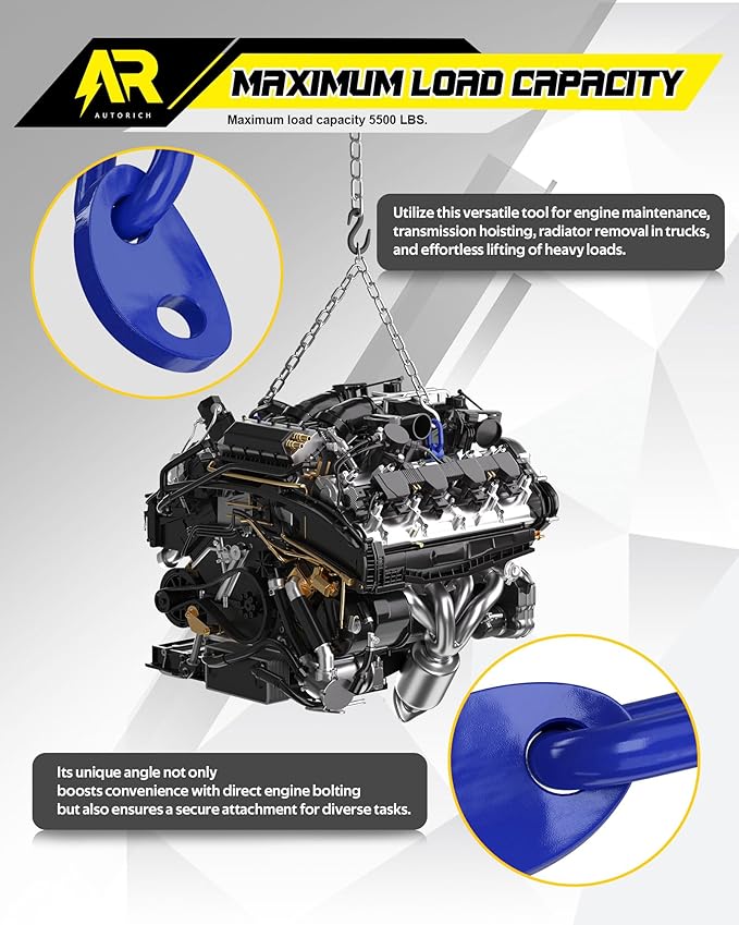 7100 Lifting Bracket Set for Engine - 4 Heavy-Duty Engine Lift Bracket 5500 Lb Capacity, Engine Support Bar for Lifting Slings and Load Levelers, Blue