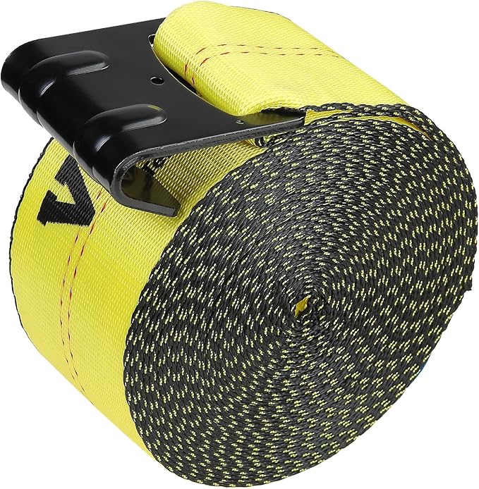 VEVOR Truck Straps, 4" x 30' Heavy Duty Tie Down w/Flat Hooks 18,000lbs Break Strength, WLL# 6000lbs, Cargo Straps tie Down for Flatbeds, Trucks, Trailers, Farms, Rescues, Tree Saver, Yellow(4 Pack)