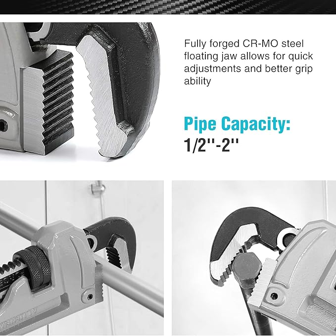 DURATECH 18-inch Heavy Duty Aluminum Straight Pipe Wrench, Adjustable Plumbing Wrench, Drop Forged, Exceed GGG standard