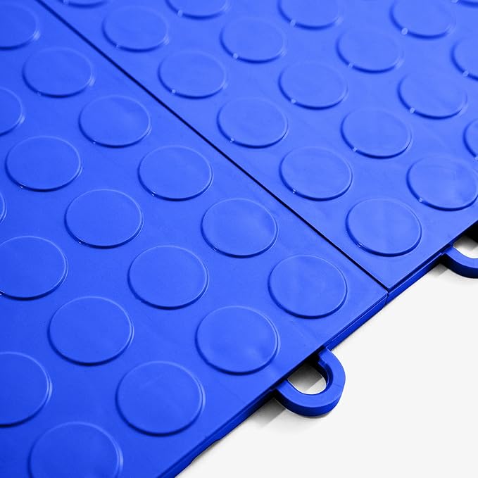 IncStores FlooringInc's Nitro 12"x12" Snap-Together Garage Flooring Tiles, Non-Slip Interlocking Plastic Floor Mat, Garage Organization & Storage, Coin Pattern, Shelby Blue, 52 Tiles, 52 Sq/Ft