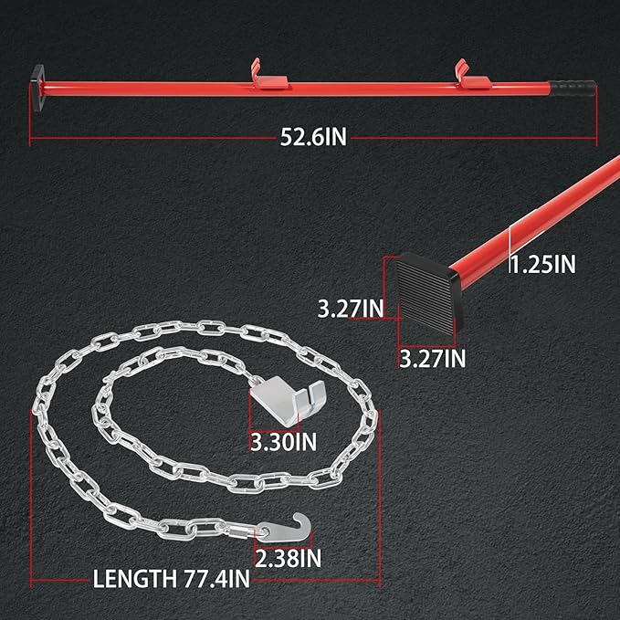 Sunluway 77175 Auto Body Alignment Bar Pulling Stick Tool 52in for Car Repair Bumper Hood Panel Deck & Bracket Dent Puller Stick Alignment Repair Tool Auto Body Dent Repair Tool with Chain