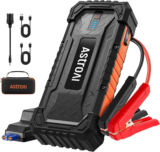 AstroAI S8 Ultra+ Car Battery Jump Starter, 5000A Peak Portable Car Jump Starter for Up to All Gas & 10.0L Diesel Engines, 88.8Wh 12V Jump Box and Battery Charger with USB/DC/Type C Port, Jump Cables