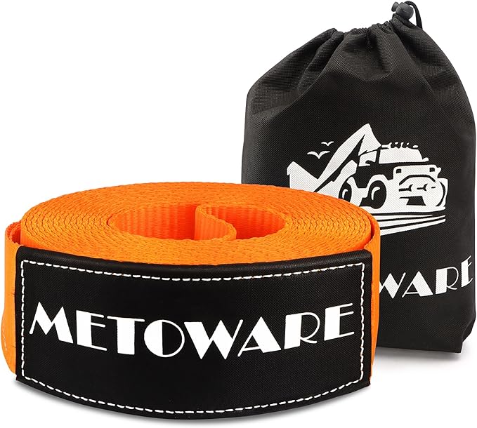 METOWARE Heavy Duty Tow Strap Recovery Kit - 4" x 30ft(40,000lbs) Tree Saver Winch Strap + Storage Bag - Truck, SUV, ATV Off Road Towing Strap Kit