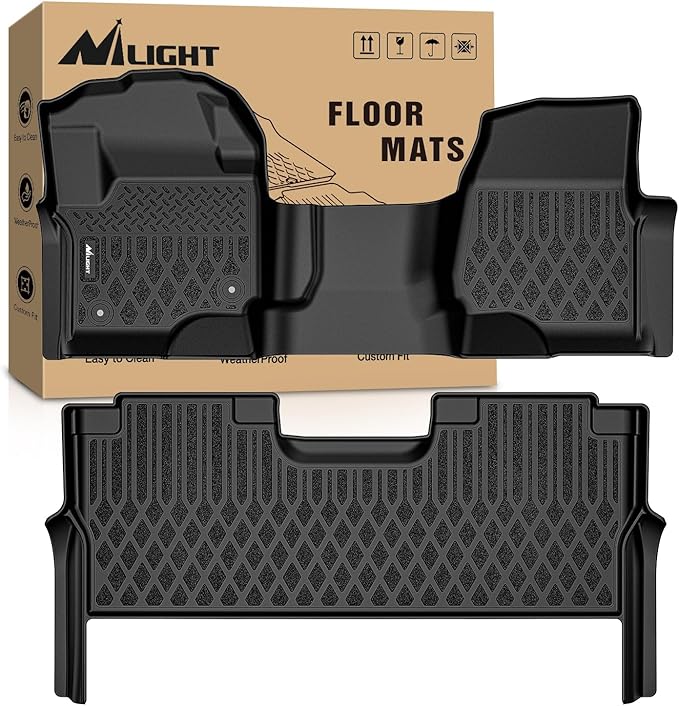 Nilight TPE Floor Mats for Ford F250 F350 F450 F550 Super Duty Crew Cab Bench Seat 2017 2018 2019 2020 2021 2022 2023 2024 2025 All Weather Custom Fit Heavy Duty Floor Liners