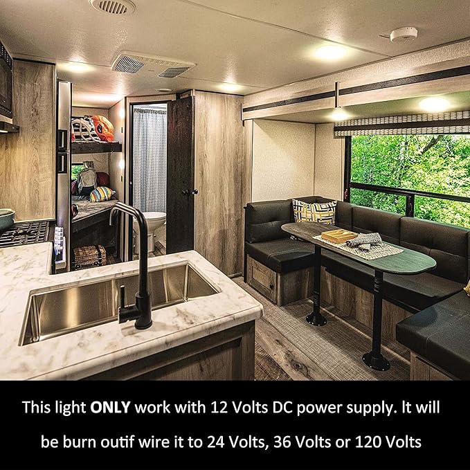 Facon 4.5Inch 12V RV LED Puck Light, 6Packs Aluminum Slim Recessed Mount Light, 3200K Warm White, 12Volts DC Interior Light for RV, Camper, Motorhome, Fifth Wheel, Trailer, Boat