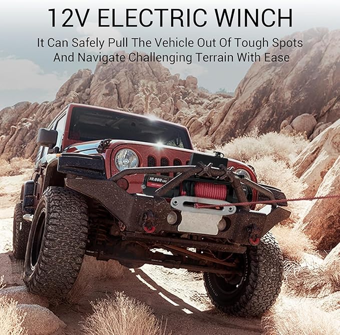 10000LBS Electric Vehicle Winch, IP67 Waterproof 80Ft Steel Cable Truck Winch with Wireless Handheld Remote, 12v Power Winch for Towing UTV Off Road Vehicle (Enhanced Durability & Versatile Control)