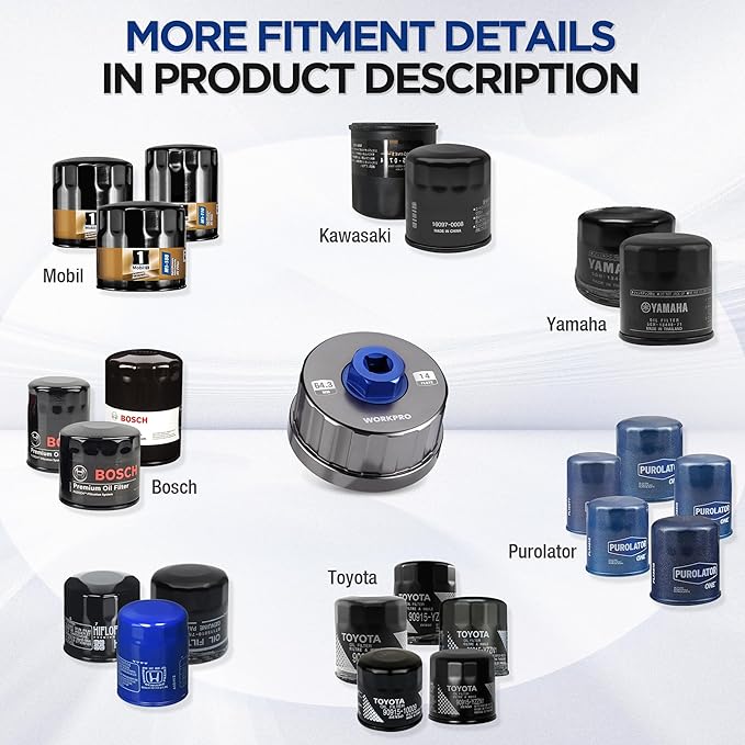 WORKPRO Oil Filter Wrench for Toyota Lexus..., 64mm 14 Flute Precision CNC Machined Aluminum Oil Filter Removal Tool for Toyota Camry, Tundra, Tacoma, 4Runner, RAV4 and More