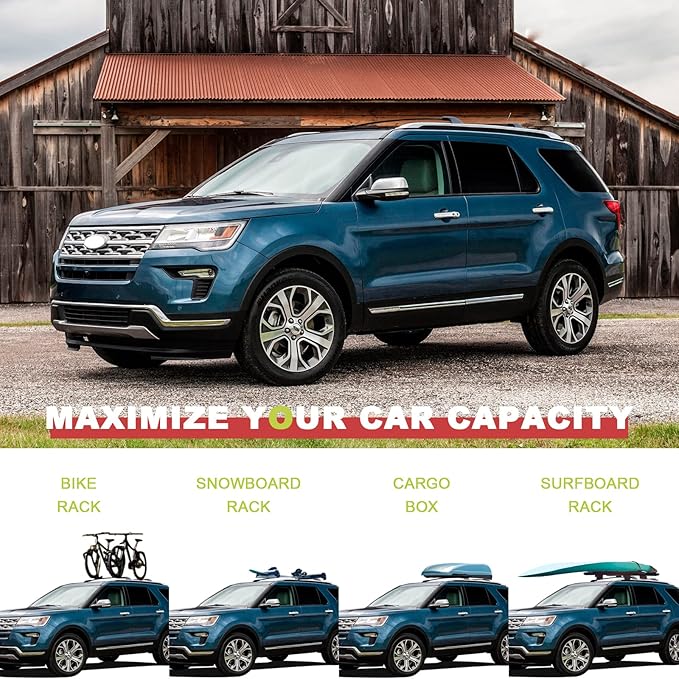 KINGGERI 220lbs Roof Racks Cross Bars fit for Ford Explorer 2016 2017 2018 2019 (Limited/XLT/Sport/Platinum), Heavy Duty Aluminum Roof Rails Crossbars Rooftop Cargo Basket Carrier Luggage Black