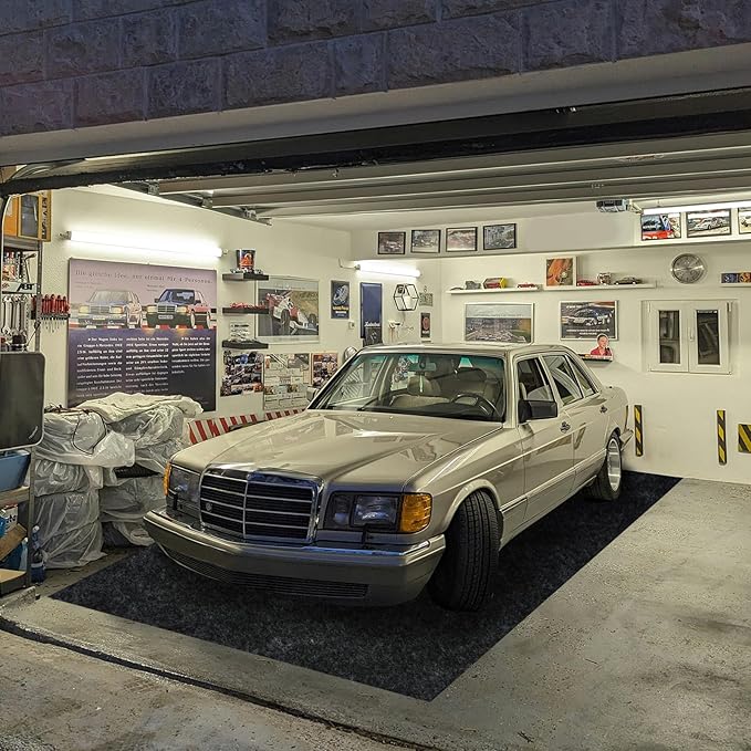 7.6'x 19' Garage Floor Mat & Oil Spill Mat, Heavy Duty Under Car Mat for Garage & Driveway, Protects Against Oil, Chemicals & Stains with TPE Anti-Leak Backing, Reusable & Washable