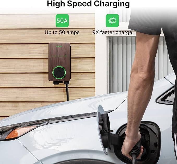 Autel Maxicharger Electric Vehicle (EV) Charger,240V Indoor/Outdoor Car Charging Station with Level 2, Wood Grain