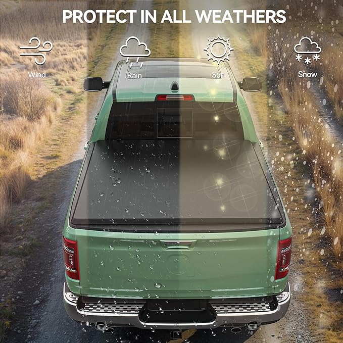 LEDKINGDOMUS Soft Roll-Up Tonneau Cover Fits for Ford Maverick 2022 2023 2024 2025, 4.5ft Bed, Full Protection with Durable Double-Layer PVC