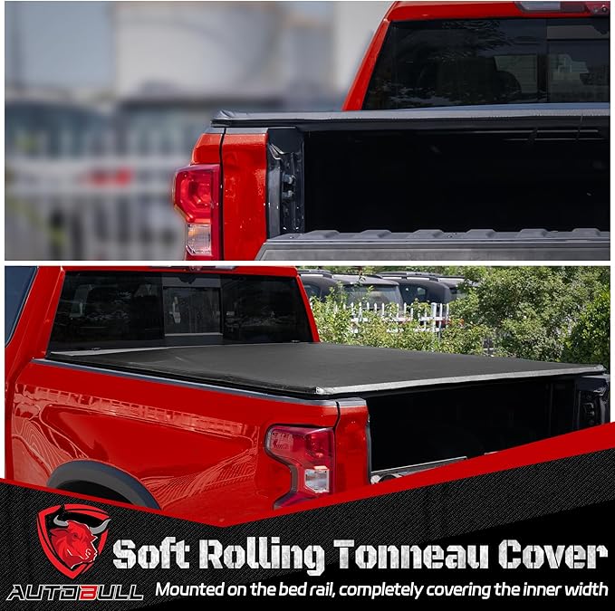 Soft Roll-up tonneau Cover Compatible with 2019-2023 Ford Ranger 5ft Bed (61") PVC Top Alloy Steel Structure