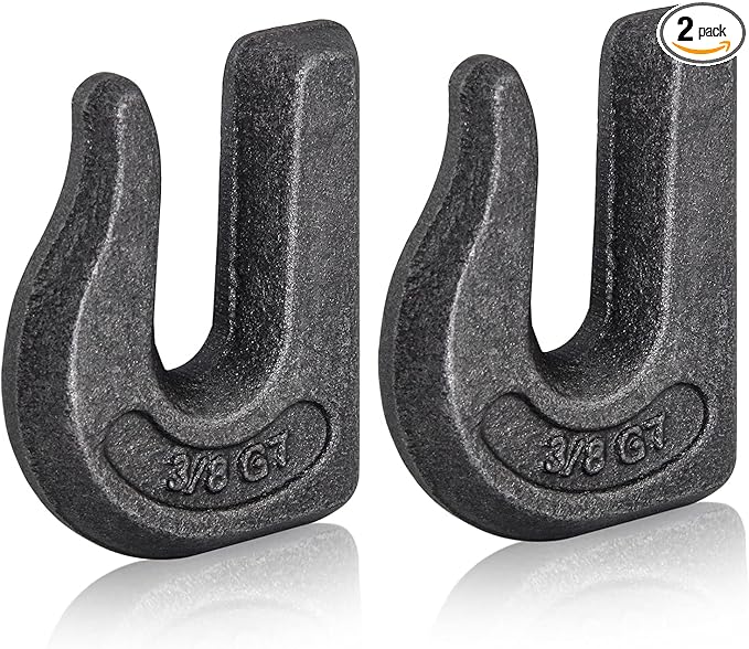 Weld-on Grab Chain Hook 3/8-in Heavy Duty Tow Hook G70 Forged Steel Tractor Hook Weldable for Car, Truck,SUV, RV,UTV,Tractors (2Pcs)