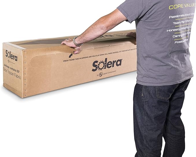 Solera Universal Slide-Topper Replacement Cut-to-Fit Fabric for 5th Wheel RVs, Travel Trailers, Motorhomes, 50' x 48" roll, Black - 432253