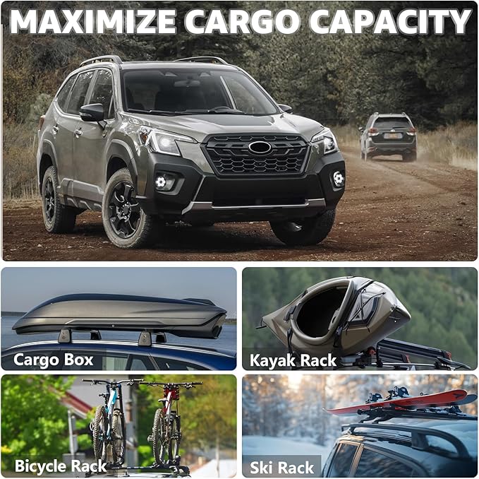 Roof Rack Cross Bars Compatible with Subaru Forester Wilderness 2022-2026, Adjustable Aluminum Heavy Duty 300 LBS Anti-Theft Lock Cargo Carrier Rooftop Crossbar Accessories for Bike, Snowboard,Luggage