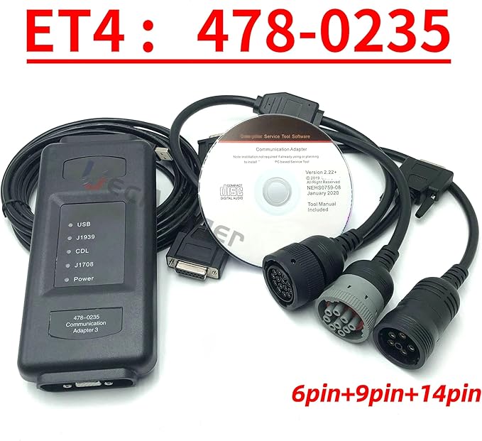 478-0235 538-5051 ET4 Communication Adapter 2025 Heavy Duty Diagnostic Tool for CAT 2025 ET Software and SIS (ET4+2025 Software)