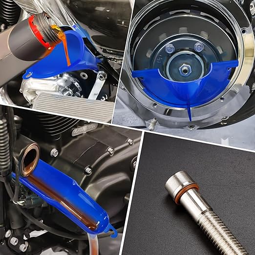 Oil Change Kit for Harley Davidson Touring Sporster Dyna Motorcycle Oil Filter Funnel Primary Case Funnels Drip Free Oil Change Tool Set Accessories (None Wrench)
