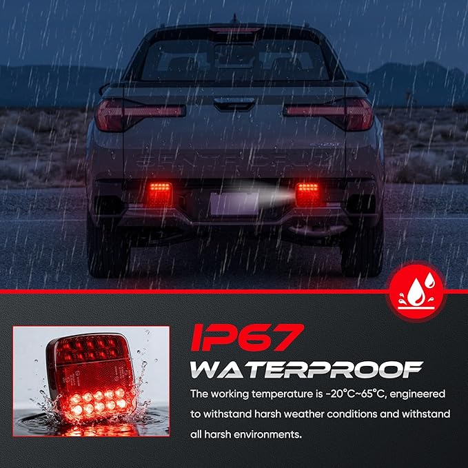 Wireless Trailer Lights Magnetic, Wireless Tail Lights for Trailer, with 7 Pin Plug, Brake Turn Signal Hazard Warning Light, IP67 Waterproof, for Truck, RV, Boat, Tractor (Red)