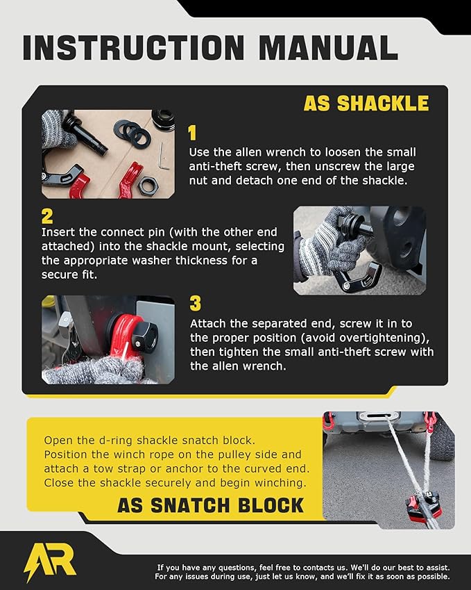 Snatch Block Separate Shackle, 3/4" D Ring Shackle with Pulley, 57320lbs Break Strength, Towing Winch Snatch Block for Off Road Vehicle Recovery, Red Red 1-Pack