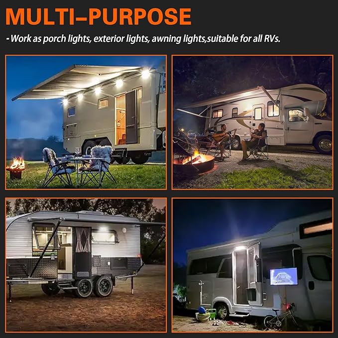 9" LED RV Flood Exterior Lighting Fixture, LED Rv Porch Light Exterior Awning Lights, 6000K Super Bright High Lumen Output Low Current Draw for RV Boa Camperst,Truck,Trailer