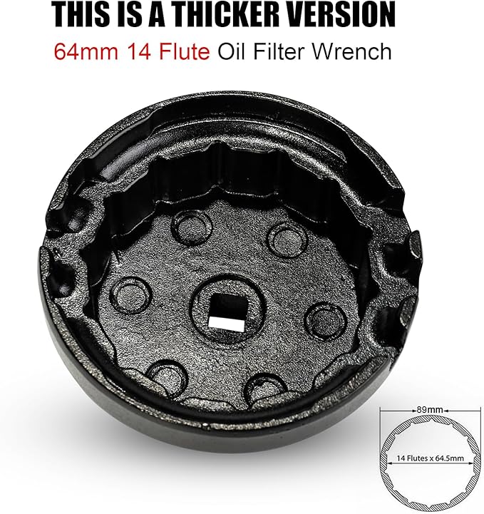 3mirrors Oil Filter Wrench Oil Filter Removal Tool Compatible with Toyota Lexus Scion RAV4 Camry Tundra Highlander Sienna Prius 2.5-5.7L Engine with 64mm Cartridge Style Oil Filter System