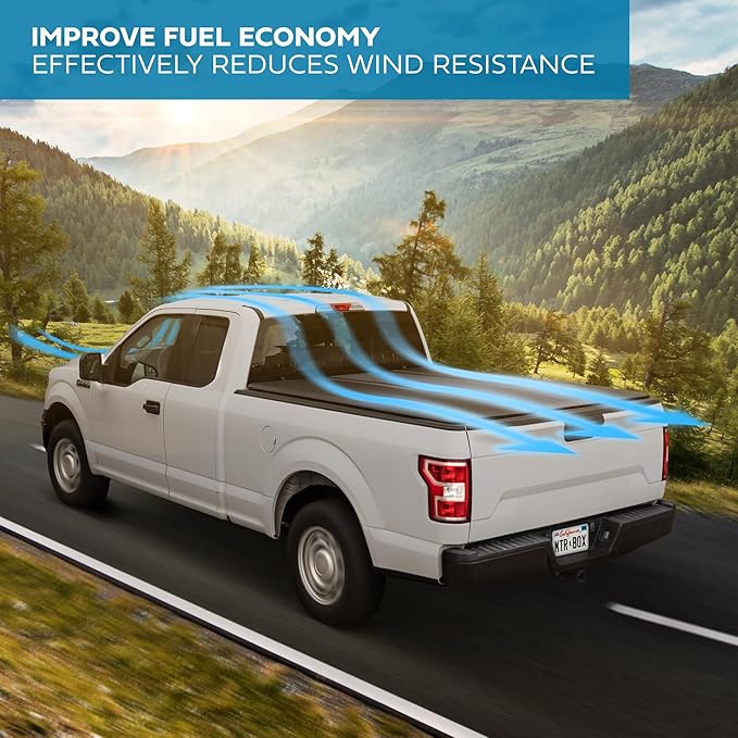 Black/Gray Tonneau Cover Soft Roll-up Truck Bed Protector All Weather Retractable for Chevrolet Chevy Silverado 1500 2019-2024 and GMC Sierra 1500 19-24 Short Bed 5.8 ft