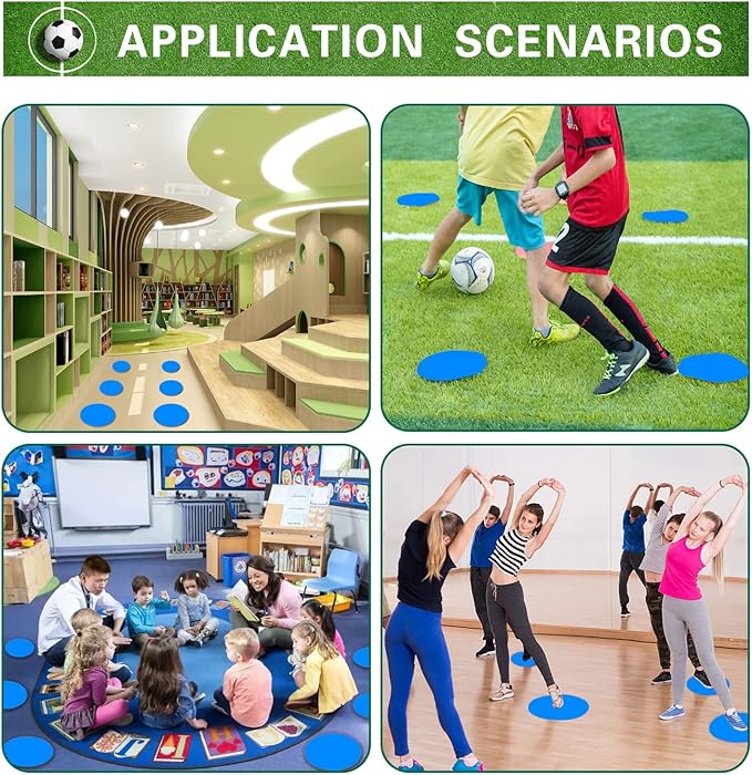 Spot Markers Rubber Floor Dots 9inch Non Slip Agility Dots Flat Cones for Kids Sports Soccer Basketball Training, Social Distancing, Preschool Kindergarten Classroom