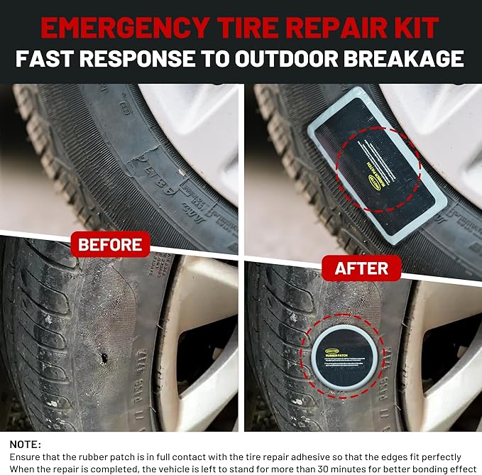 Sidewall Tire Repair Kit, Off-Road 4x4 Emergency Tire Patch Kit, UTV ATV Outdoor No Need to Remove Rubber Patch Kit Scratch or Puncture Repair Off-Road Accessories