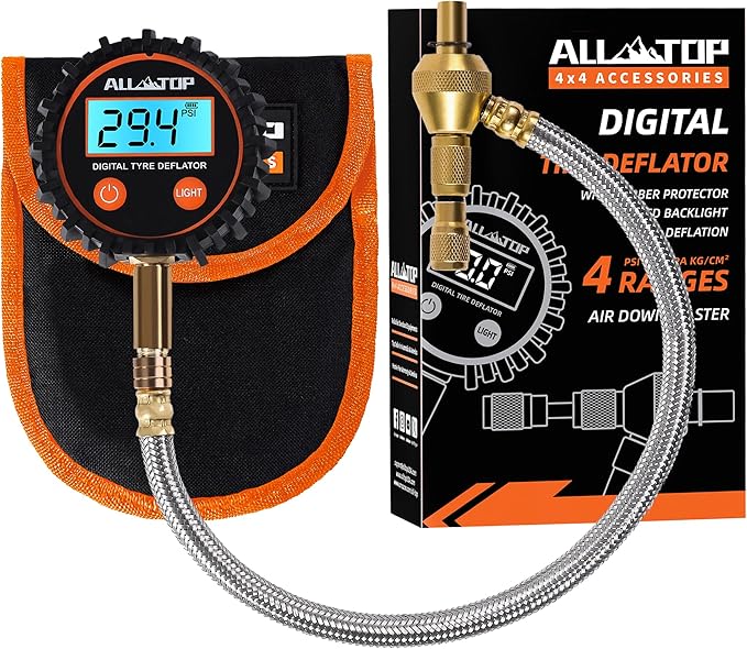 ALL-TOP 4x4 Digital Tire Deflator kit, Professional Tire Pressure Gauge, Air Down Master, Rapid Tire Deflator (250 PSI)