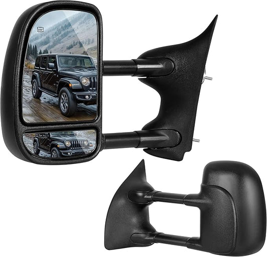 DWVO Towing Mirror Compatible with 1999-2007 F250 F350 F450 F550 Super Duty, 2001 2002 2003 2004 2005 Excursion, Side Mirror with Power Control Heated Manually Folding Telescoping
