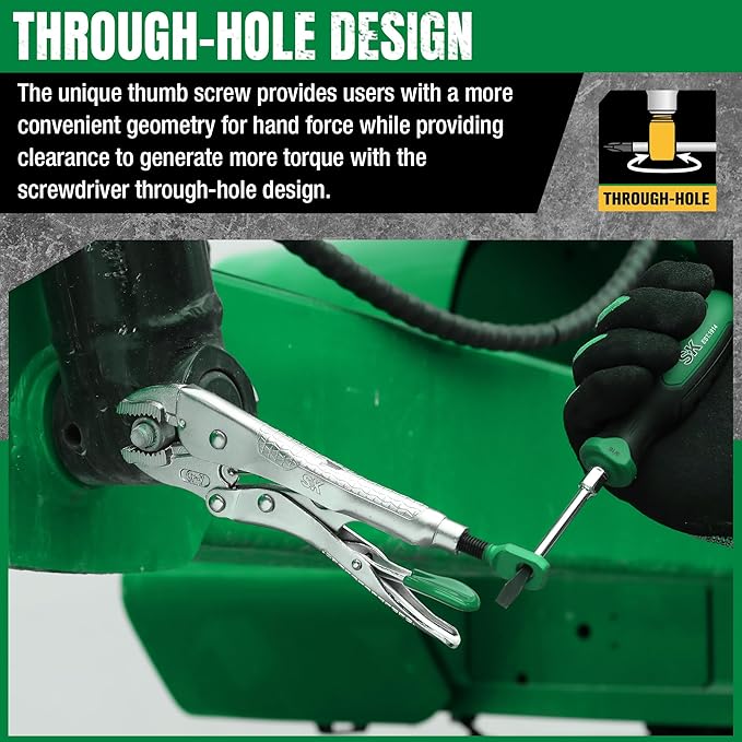 SK 7" Curved Jaw Locking Pliers, Premium CR-V Construction, Ergonomic Anti-slip Handle, Ideal for Welding or Assembly