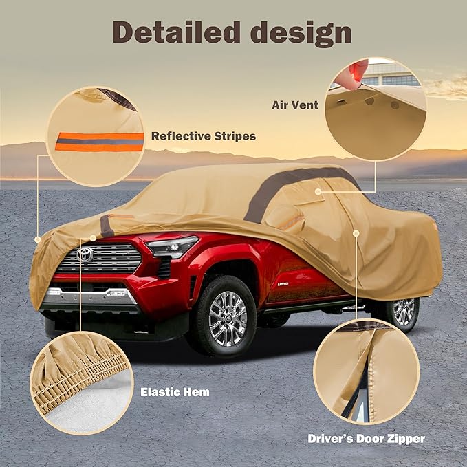 Tacoma Car Cover Waterproof All Weather Compatible with Toyota Tacoma 2005-2024, Outdoor Anti-UV Sun Rain Protection Full Exterior