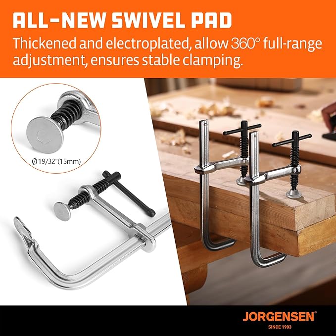 Jorgensen Bar Clamps, 6-Inch Heavy-duty Drop Forged Steel Bar Clamps for Woodworking and Welding, 2 Pack