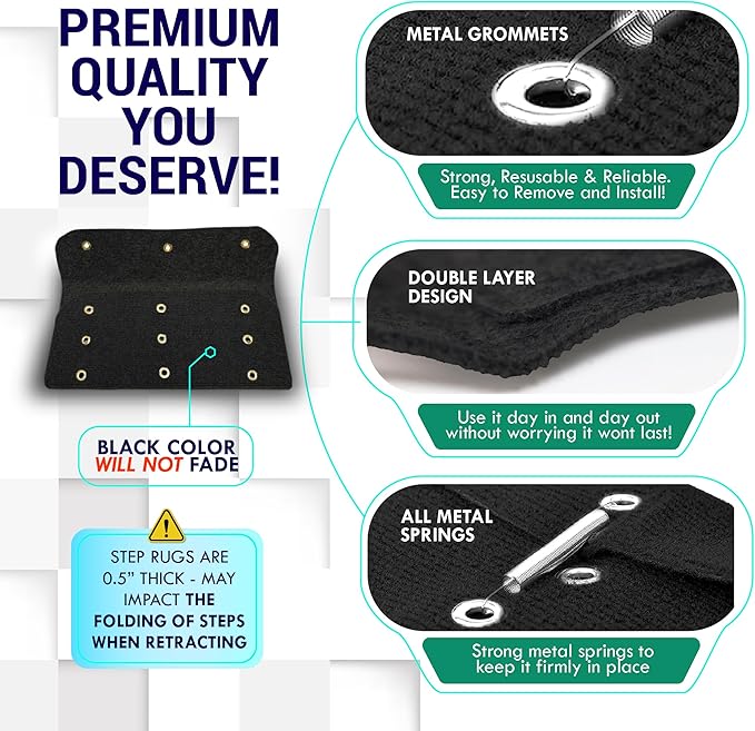 LATCH.IT RV Step Covers 4 Pack | 23-inch Wide Camper Step Covers Fit 8-11" Deep RV Stairs | Camper Step carpet Covers | RV Step Carpet | Keep Dirt Out and Your RV Cleaner with Our RV Stair Covers!