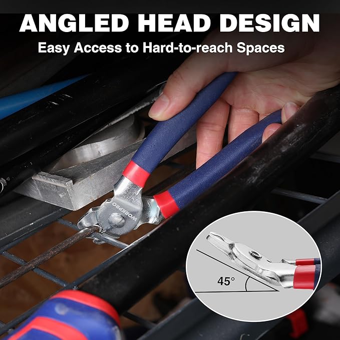 WORKPRO Bent Hog Ring Pliers with 500 Pcs 3/4" Hog Rings, Galvanized Steel Hog Rings Perfect for Furniture Upholstery, Auto Upholstery, Plastic Meat & Sausage Casings