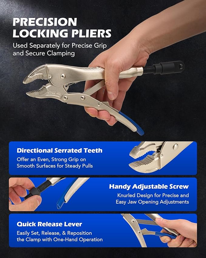 Orion Motor Tech Vise Grip Slide Hammer, 9.8 in Locking Pliers 2 lb Slide Hammer with Quick Release Swivel Connector, Locking Pliers Slide Hammer Set for Nail Bolt Pin Seal CV Axle Removal