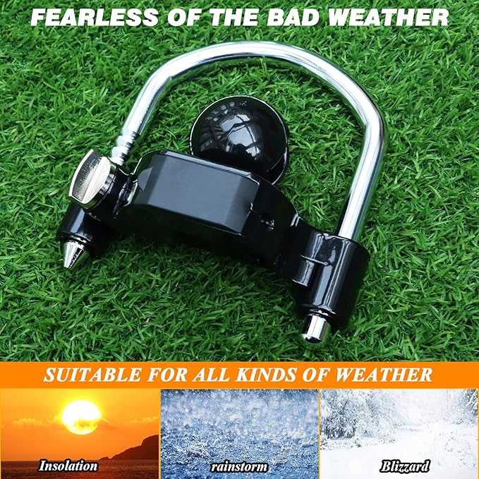 Funmit Trailer Lock Universal Hitch Lock with Combination Lock, fit 1-7/8", 2", 2-5/16" Coupler, Camper Accessories for Travel Trailers Boats Trucks Rvs Black