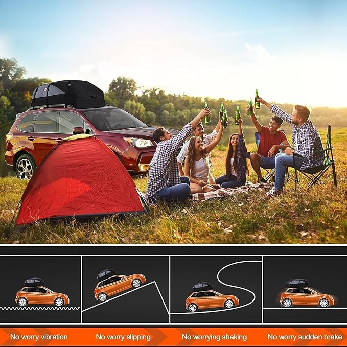 Sailnovo Rooftop Cargo Carrier Roof Bag, 20 Cubic feet Waterproof Roof Cargo Carrier fit car with/Without Luggage Rack - Vehicle Soft Shell Roof Cargo Box with Tie-Down Strap, Safety Hook