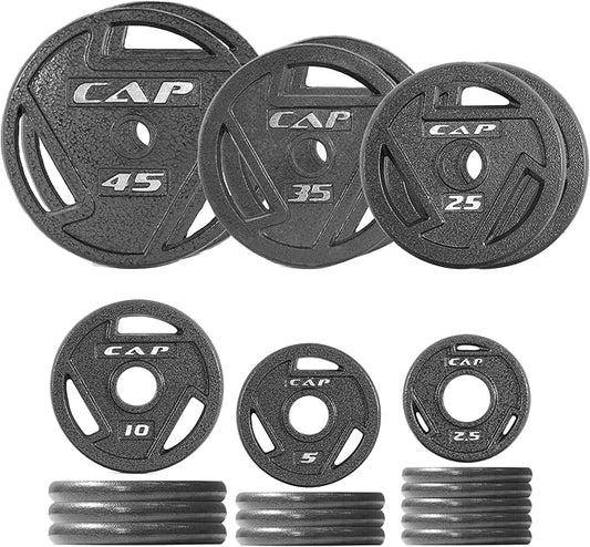 CAP Barbell 2-Inch Olympic Cast Iron Plate Weight Set | 75-285 lbs | Multiple Options