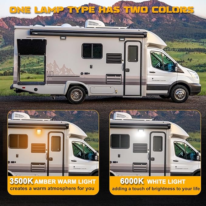 Chelhead LED RV Exterior Porch Utility Light Aluminum Base 12v Lighting Fixture, Replacement Lighting Compatible with RVs, Trailers, Campers, 5th Wheels, Trucks, Clear and Amber Led