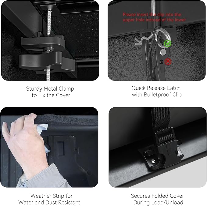 LEDKINGDOMUS Hard Tri-fold Truck Bed Tonneau Cover Fits for Ford Maverick 2022 2023 2024 2025 4.5 Feet Bed