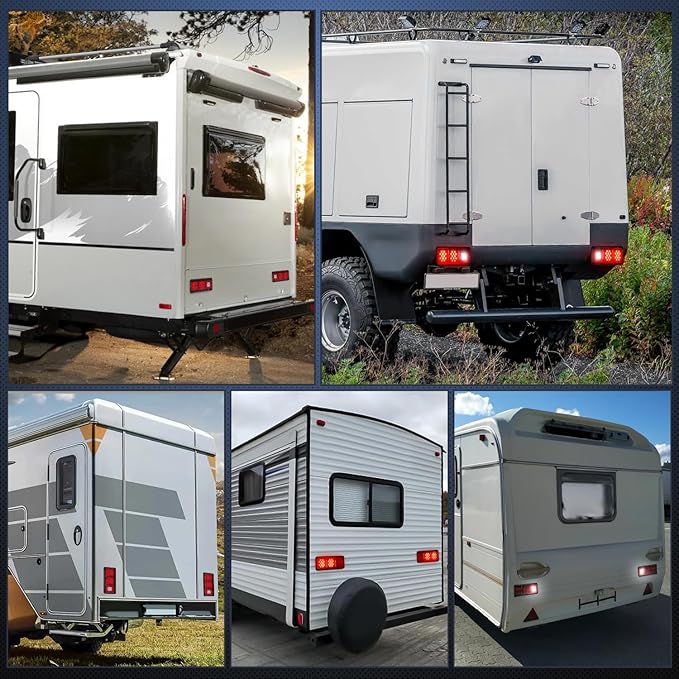 Nilight LED Triple Tail Light 2PCS Rectangle Red Stop Brake Turn Signals White Reverse Back Up Lights Surface Mount Waterproof Trailer Camper Van RV Caravan Taillights