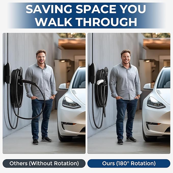 Upgrade Charger Holder Wall Mount for Tesla, Charging Cable Holder with 180° Rotation for Model 3/Y/S/X, Charging Cable Organizer for Tesla, Unique Sports Car Design (DD304)