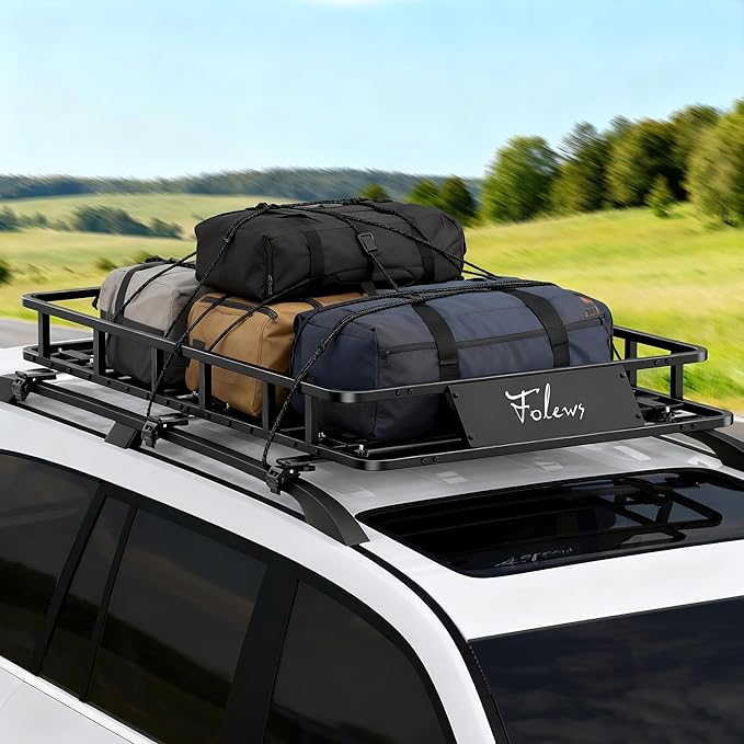 64 x 39 x 6 Inch Roof Rack Basket, Heavy Duty 300LB Universal Car Roof Rack Cargo Carrier Rooftop Cargo Basket Steel Luggage Holder for SUV, Truck & Pickup