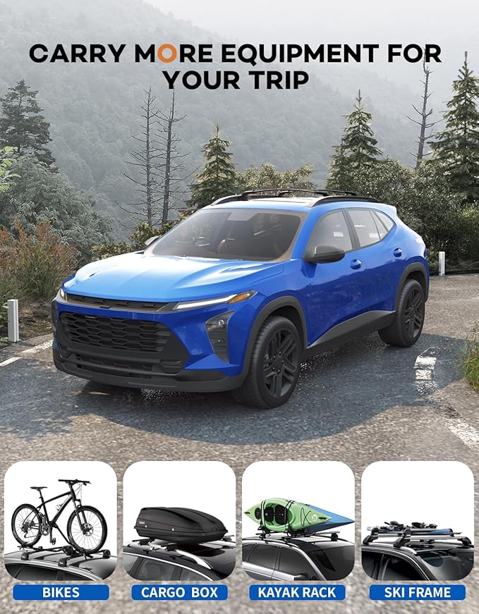Lockable 260lbs Roof Rack Cross Bars Compatible with Chevy Chevrolet Trax 2023 2024 2025 2026 2RS ACTIV LT,Heavy Duty Aluminum Roof Rails Crossbars Cargo Canoe Black Rooftop Luggage.